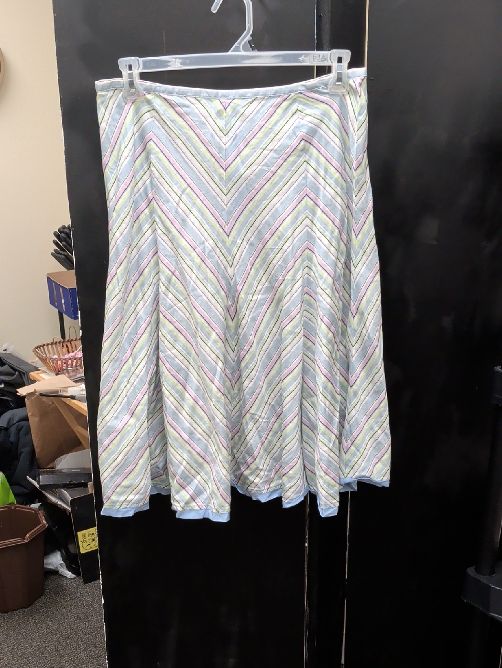 Emma James Pastel Chevron A-Line Skirt - Blue, Pink, Green, Cream
